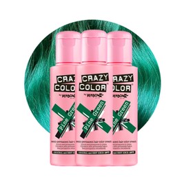 Crazy Color Vibrant Pine Green Semi-Permanent Trio Hair Dye. Highly Pigmented Dark Green Conditioning & Oil Nourishing Vegan Formula | No Bleach or Ammonia | 300ml