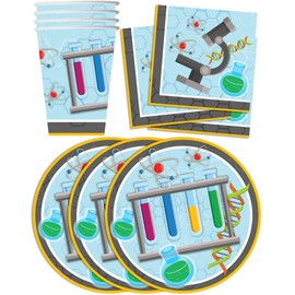 Super Science Birthday Party Supplies Set Plates Napkins Cups Tableware Kit for 16