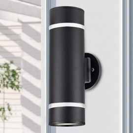 Cerdeco Stainless Steel Modern Porch Light Outdoor Wall Lighting Cylinder Wall Sconce Suitable for Garden & Patio,Black Finished[ UL-Listed ]