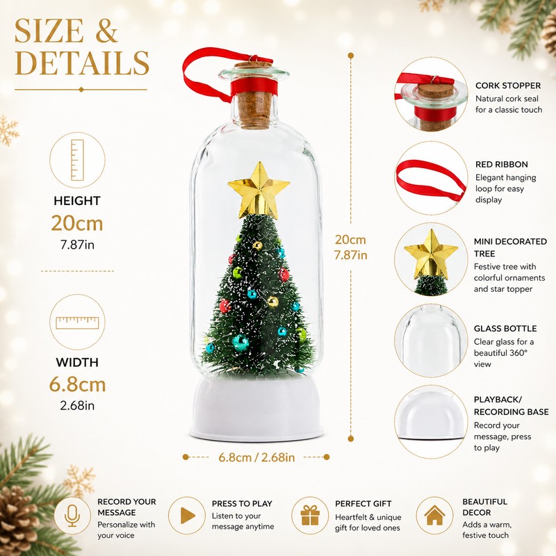 Recordable Christmas Message Bottle Ornament for Holiday Gifts – Voice
