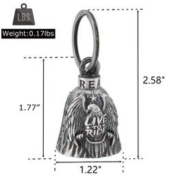 Motorcycle Bell w/Hanger Biker Bell Motorcycle Accessories for Good Luck Safe Riding Luck Key Chain Bell (Eagle with Wings, Live to Ride)