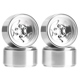 GLOBACT Aluminum 1.9 Beadlock Wheel Rim Offset -4mm RC Wheel Hub for 1/10 RC Crawler TRX4 TRX6 Axial SCX10 FMS Redcat RC4WD Gmade Upgrade (Silver)