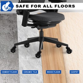 Office Chair Wheels for Casters Replacement - 3" Rubber Wheels for Computer Gaming Desk Caster Wheels Smooth & Safe Rolling for All Floors Including Hardwood and Carpet - Set of 5 - Modern