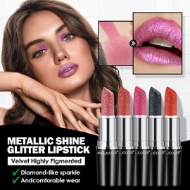 Anglicolor Glitter Lipstick High Impact Lipcolor,Lipstick Moisturizing Creamy Formula,Metallic Lipstick For Women For Vegan & Cruelty-Free,Full-Coverage Lip Color (#06 RED VIOLET, 4g)