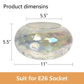 Wrlmfy Hammered Glass Shade Replacement for E26 Pendant Light, Chandelier, Table Desk Floor Lamp and Wall Sconce, 11" Stained Lampshade for Vanity Light, Dia 11", Height 5.5", Fitter 1.65" (Stained)