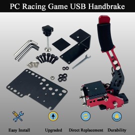 LLANNDER Red Racing Game USB Handbrake 16Bit SIM for PC Racing Games, Compatible with G27 G29 G920 G923 T500 T300 Simulate Linear Handbrake, Plug and Play