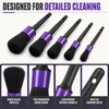 Car Detailing Brush Set, 5-Pack Purple Detail Brushes for Interior