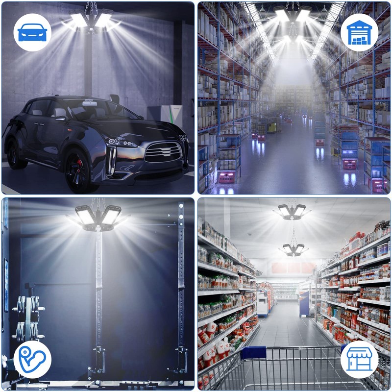 Aoretic LED Garage Lights 4 Pack -180W, 18000LM 6500K Led