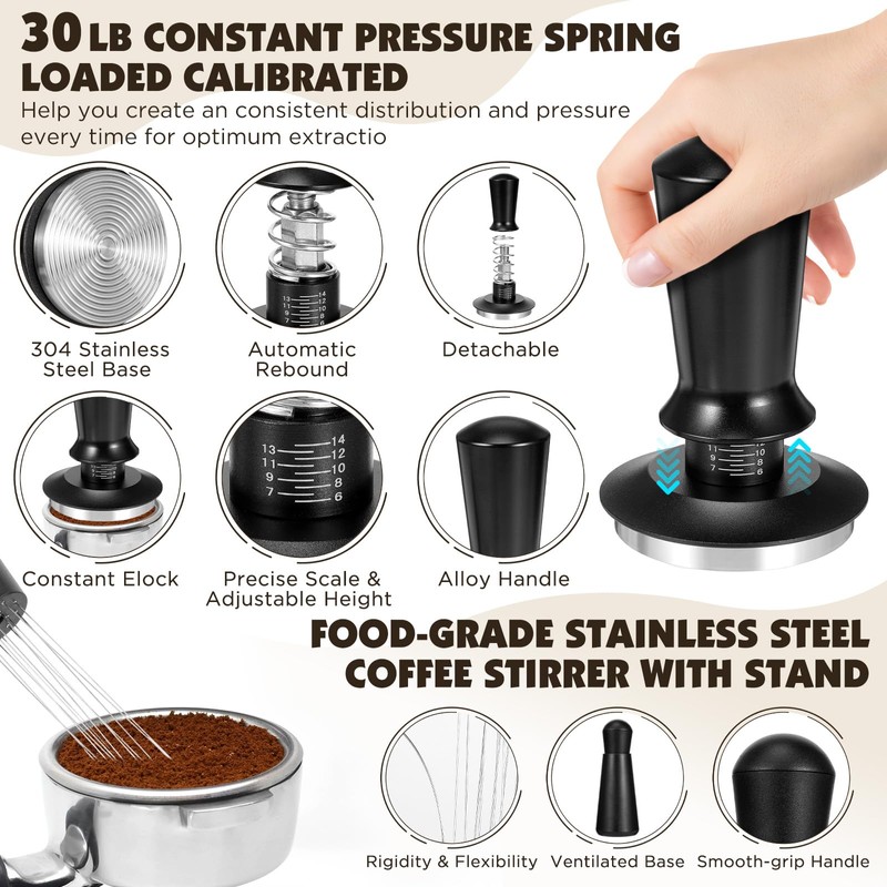 8 PCS Espresso Accessories Kit,51mm Espresso Tamper Tools,WDT Tool Espresso,Espresso