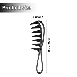 2Pcs Wide Tooth Comb, Large Tooth Combs Wide Tooth Curl Comb Shark Teeth Hair Hairstyle Tool for Curly Wet Wavy Thick Hair Wigs Barber Salon, Women Men (Black, Grey)