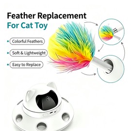 Foyoilait 3-in-1 Auto Laser Cat Toy, USB Recharge Motion Activated Kitten Feather Chase Toy - Telescopic Feather Decor Parts