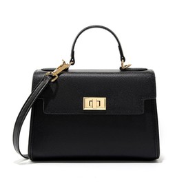 MFFOR Shoulder Bag, Genuine Leather, Women's, 2-Way Handbag, Mini Bag, Lightweight, Small, High Visibility, Casual, Stylish, Diagonal, Shoulder Hanging, Handheld, Popular (Black)