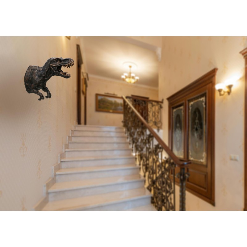 Marimu Polyresin Dinosaur Wall Bust, 12.2"H T-rex Sculpture, Copper Color,