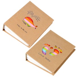 East Leaf Photo Album, Large Capacity, L-Size, 200 Sheets, Pocket x 2 Book Set, Baby, Child, Record, Whale, Footprint