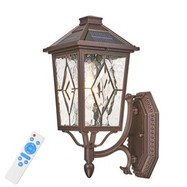 NAXTTII Solar Porch Lights Outdoor 15 Inch Height Large Solar Sconce Lights Outdoor with Hand-soldered Glass Dusk to Dawn Exterior Lighting Fixtures for Garage Porch Patio Front Door