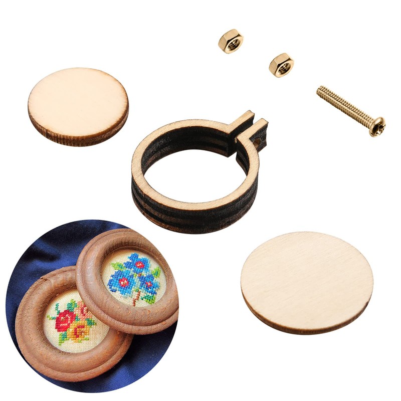 Jetec 20 Pieces 1 Inch Mini Embroidery Hoops Christmas Wooden