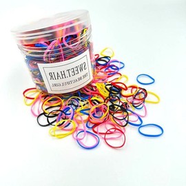 Rubber Hair Ties Large Quantity 500 Pieces Rainbow Colors / 고무 머리끈 머리고무줄 대용량 헤어끈 500개 레인보우색상