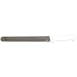 Basics P94804 10" White Scalloped Slicer with Polypropylene Handle