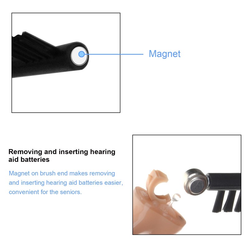Hearing Aid Cleaning Brush with Wax Loop and Magnet Hearing