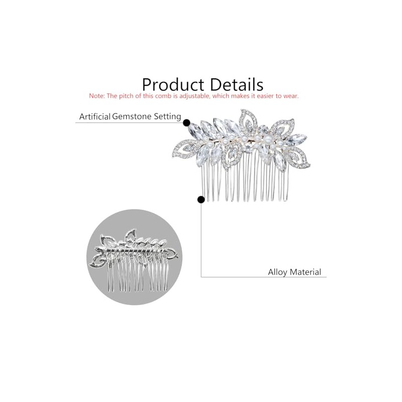 3 Piezas peinetas para cabello mujer de cristal para tocado