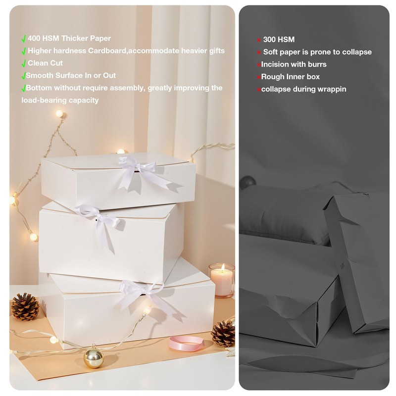 Korpai Gift Boxes 5 Pack 10.6x7.8x3.1 White Bridesmaid Proposal Box,