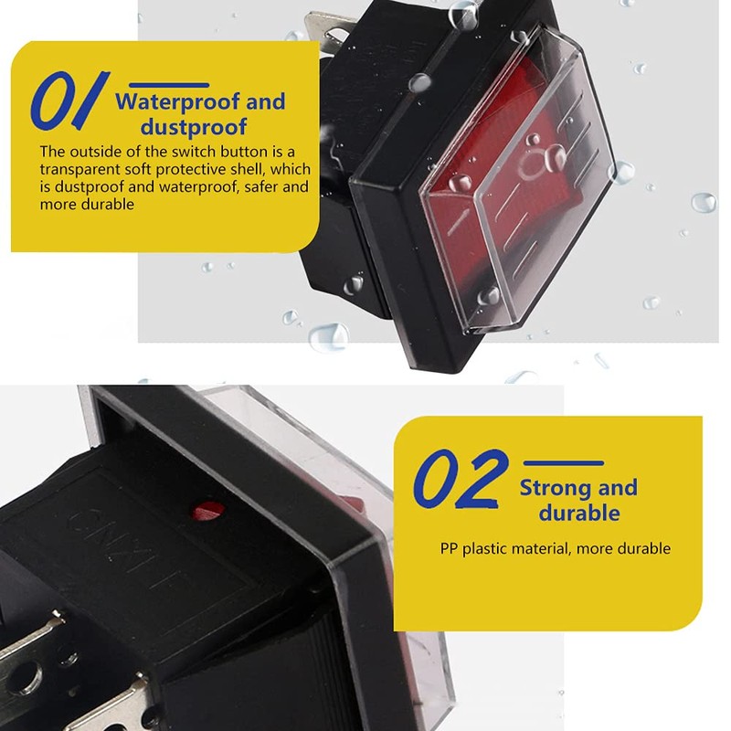 HOMEJOY 4pcs ON-OFF/ON-OFF Rocker Switch Illuminated On/Off Rocker Switch with