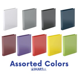 Proartek PK00056 Model 831131 Pack of 3 Binders, Assorted Colors; 1-inch Round Ring, Office Binder, Durable Construction, Ergonomic Design, Multiple Colors Available