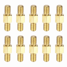 MECCANIXITY 10 Pcs Double Ended Copper Stud Nut, M4x16mm Male to Male Double End Threaded Stud for Hex Head Double End Studs Rods Right Left Hand Thread Screws
