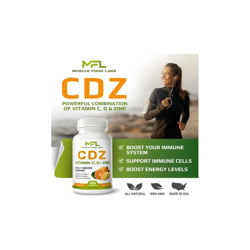Muscle Food Labs Vitamina C 1000mg D3 Zinc 120 Cápsulas