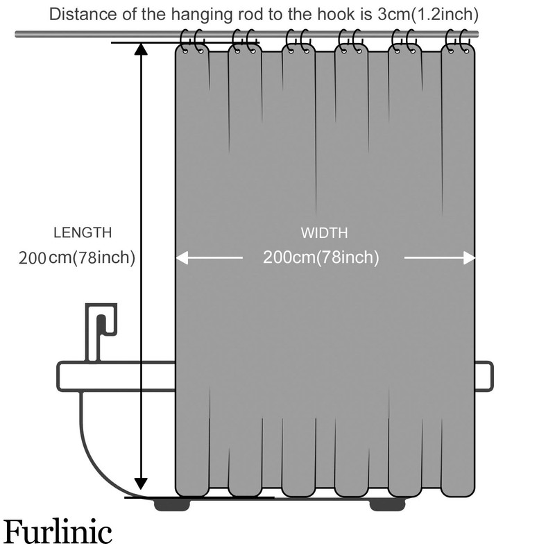 Furlinic Shower Curtain, Bathroom Curtain For The Bathtub, Textile Bath