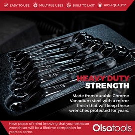 Olsa Tools 6pc Box End Wrench Set, 45-Degree Offset, Chrome Vanadium Steel, Includes Organizer Tray