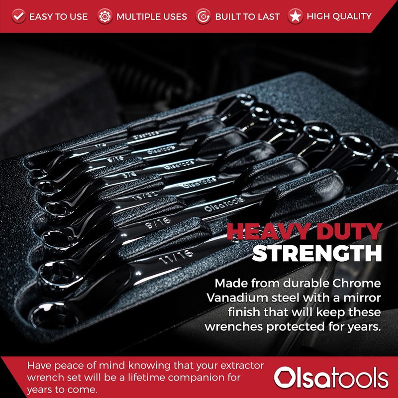 Olsa Tools 6pc Box End Wrench Set, 45-Degree Offset, Chrome