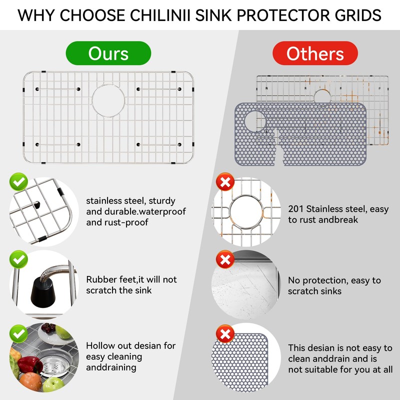 Sink Protectors for Kitchen Sink Bottom, 304 Stainless Steel 27