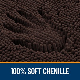 OLANLY Bathroom Rugs Sets 2 Piece, Soft Absorbent Chenille Bath Mats Area Rug Set, Non-Slip, Quick Dry, Machine Washable Bath Mats for Bathroom, Home Decor Accessories (30"x20"+24"x16", Brown)