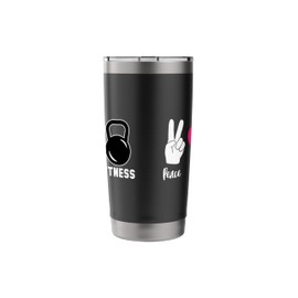 Peace Love Kettlebell Workout Cool Fitness Lover Gift Stainless Steel Insulated Tumbler