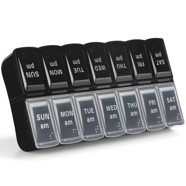 7 Day Weekly Pill Organizer，Large Am Pm Pill Case 2