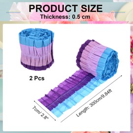 sourcing map 2 Pcs Crepe Paper Streamers, 9.84ft Streamer Decoration Paper Blue, Dark Purple, Light Purple for Party Birthday Wedding Decoration Streamers, DIY Crafts