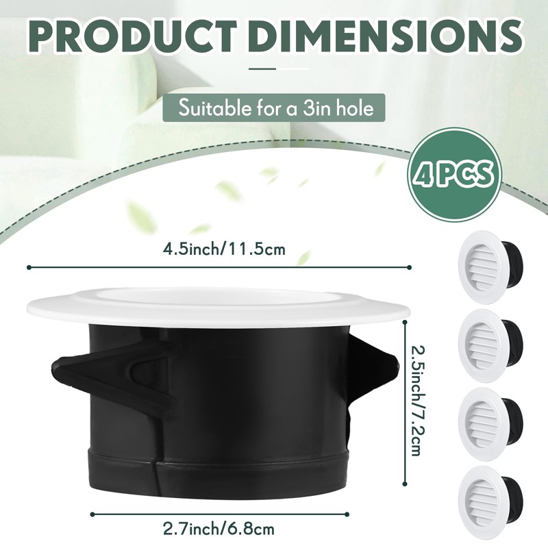 VIHOSE 4 Pcs Soffit Vents Soffit ABS Exterior Round Exhaust