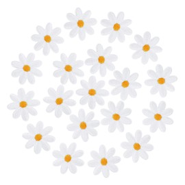VIDELLY 60 Pieces Daisy Appliques Patches White Daisy Flower Patch Clothing Iron On Patches Appliques Repair Patch Embroidered Sew Applique Repair Patch for DIY Decoration T-Shirt,Backpack,Shoes,Bags