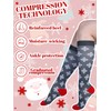 Fourluoo 6 Pairs Christmas Compression Socks Women Men Knee High