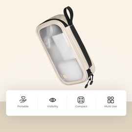 pack all Clear Electronic Organizer, TPU Cable Organizer Bag, Compact Cord Travel Organizer for Cables, Chargers, Phones, USB cords, SD Cards (Beige)