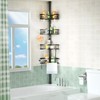 HAMITOR Corner Shower Caddy Tension Pole: Rustproof Stable 4-Tier Bathroom