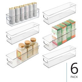 iDesign Stackable Fridge Bin with Handles - Kitchen Bin for Pantry or Cabinets, Set of 6, Clear