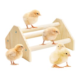 Chicken Perch Strong Pine Wooden Chick Jungle Gym Roosting Bar, New-gen Durable Chicken Perch Toys for Coop and Brooder 7.9 X 6.9 X 4.14’’ Chick Jungle Gym Perch