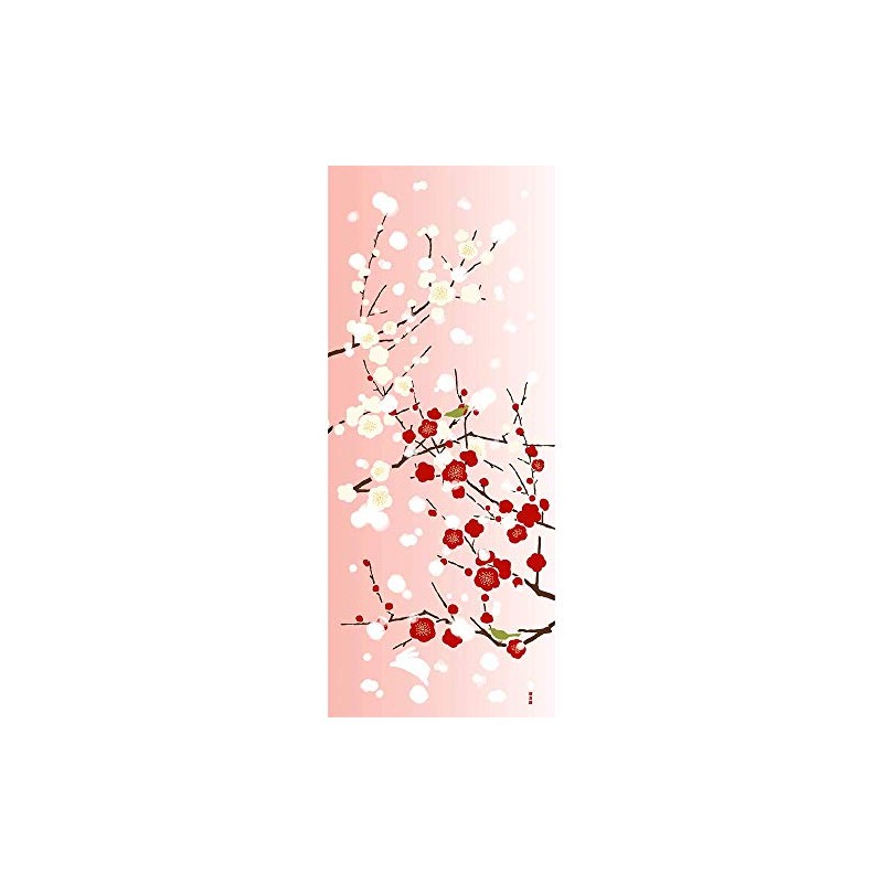 Cartoon Pattern, Red and White Plum and Snow Pot, Pink