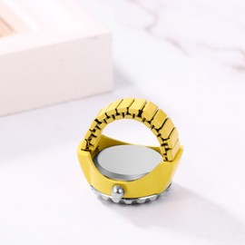 JewelryWe Ring Watch Finger Watch Men Women Round Analogue Quartz Elastic Alloy Ring Watch Ring, 1 yellow, Bracelet