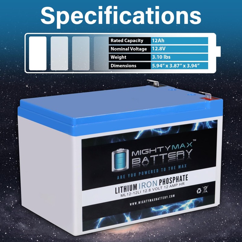 Mighty Max Battery 12V 12Ah Lithium Battery for Waterboy Power