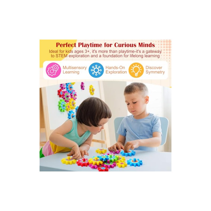 Relaxweex 36 Pcs Spinning Gears with Removable Adhesive Dots Colorful