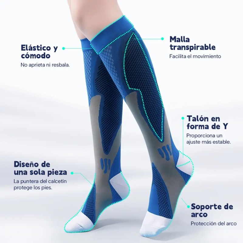6medias Calcetas Compresión U Alivia Varices Y Circulación