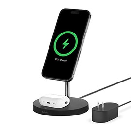 Belkin WIZ010ttBK BOOST CHARGE PRO Soporte de Carga Inalámbrica 2 en 1 con MagSafe, Negro                                                             